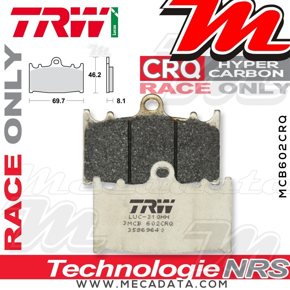 Plaquettes de frein Avant ~ Suzuki GSF 1250 SA Bandit ABS WVCH 2007+ ~ TRW Lucas MCB 602 CRQ