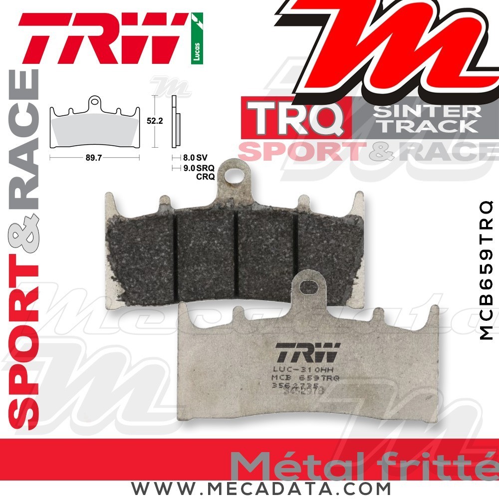 Plaquettes de frein Avant ~ Suzuki GSF 1200 S Bandit WVA9 2001-2005 ~ TRW Lucas MCB 659 TRQ