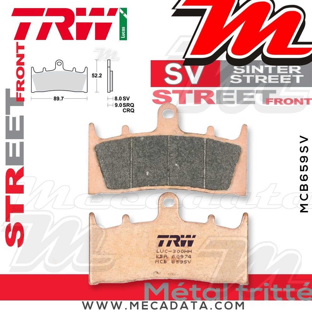 Plaquettes de frein Avant ~ Suzuki GSF 1200 S Bandit WVA9 2001-2005 ~ TRW Lucas MCB 659 SV