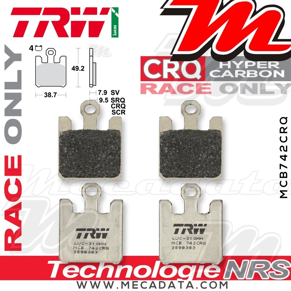 Plaquettes de frein Avant ~ Suzuki GSXR 1000 WVBZ 2003 ~ TRW Lucas MCB 742 CRQ