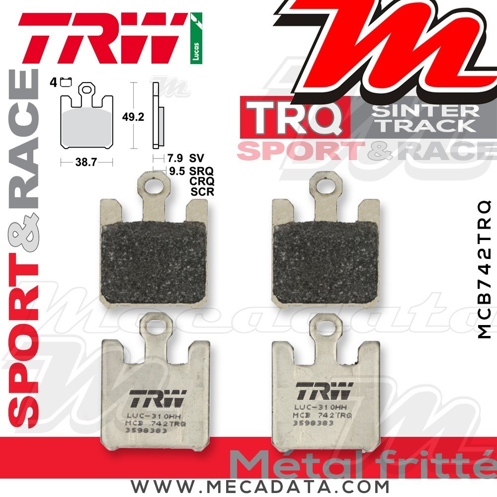 Plaquettes de frein Avant ~ Suzuki GSXR 1000 WVBZ 2003 ~ TRW Lucas MCB 742 TRQ