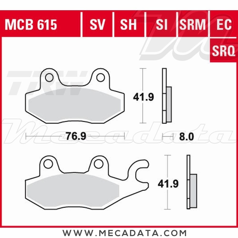 Plaquettes de frein Arrière ~ Suzuki DR 800 S, SU SR43B 1991-1996 ~ TRW Lucas MCB 615 