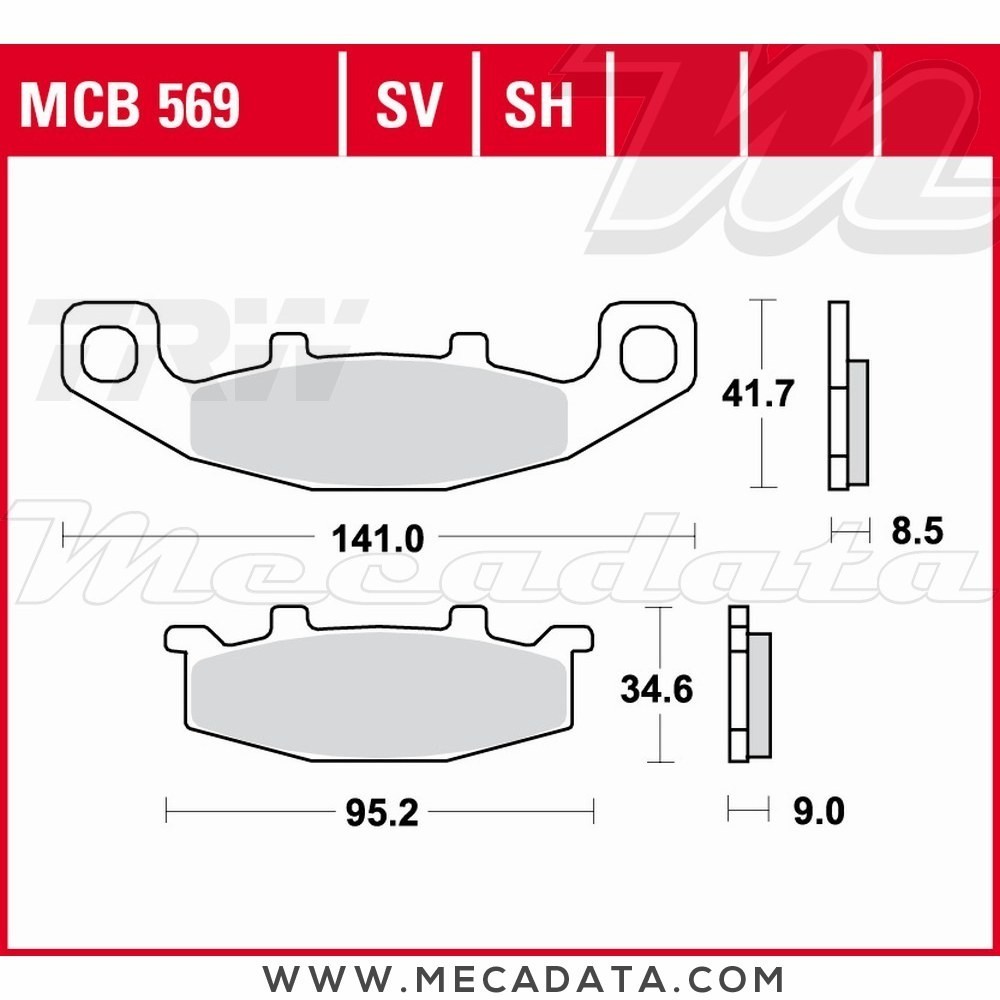 Plaquettes de frein Avant ~ Suzuki DR 800 S, SU SR43B 1991-1996 ~ TRW Lucas MCB 569 SV 