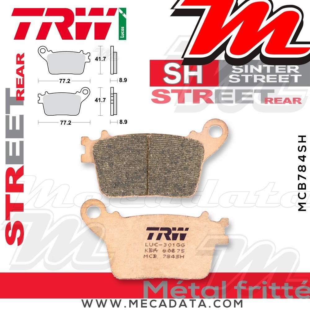 Plaquettes de frein Arrière ~ Suzuki GSXR 750 C4 2011+ ~ TRW Lucas MCB 784 SH