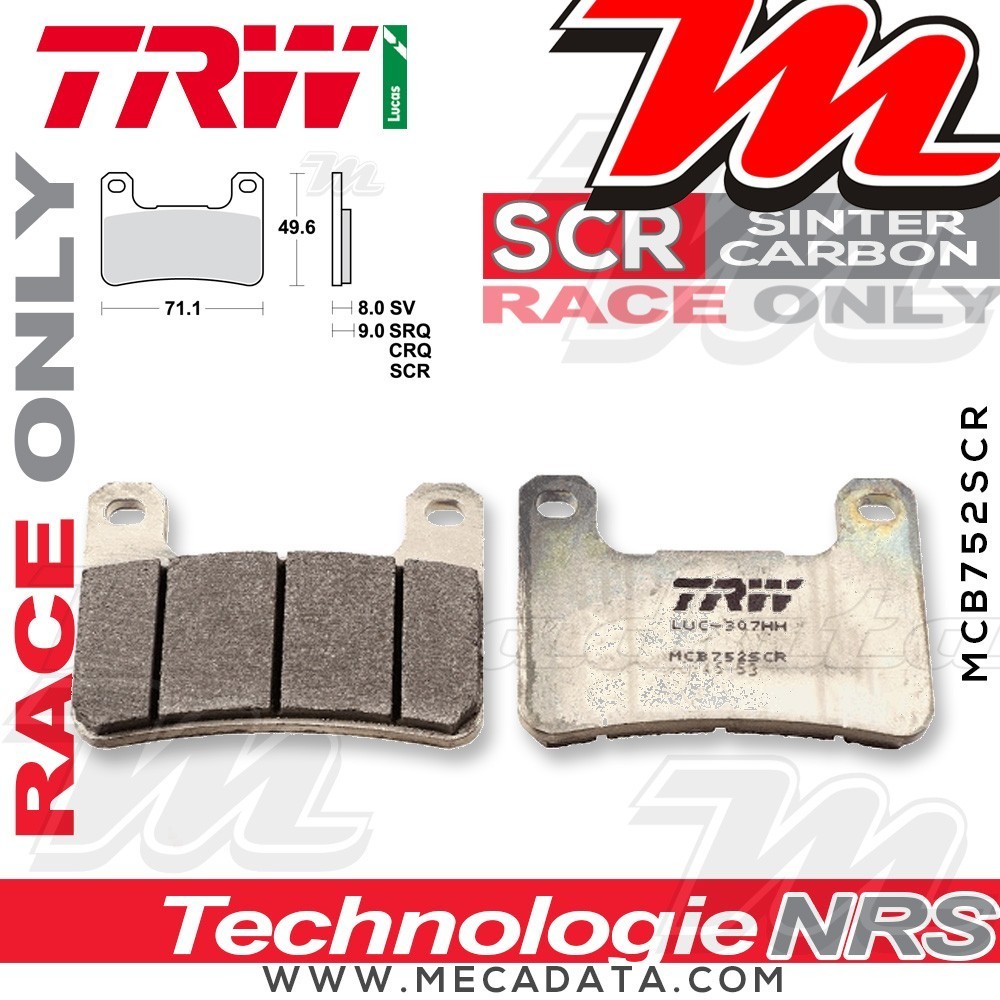 Plaquettes de frein Avant ~ Suzuki GSXR 750 WVB3 2004-2005 ~ TRW Lucas MCB 752 SCR