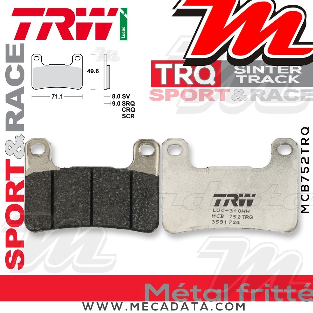 Plaquettes de frein Avant ~ Suzuki GSXR 750 WVB3 2004-2005 ~ TRW Lucas MCB 752 TRQ