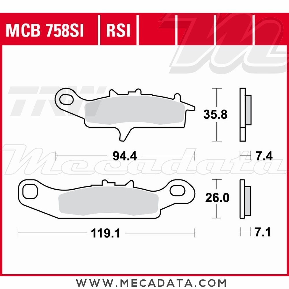 Plaquettes de frein Avant Droite ~ Suzuki 700 Quadrunner 2004+ ~ TRW Lucas MCB 758 SI 