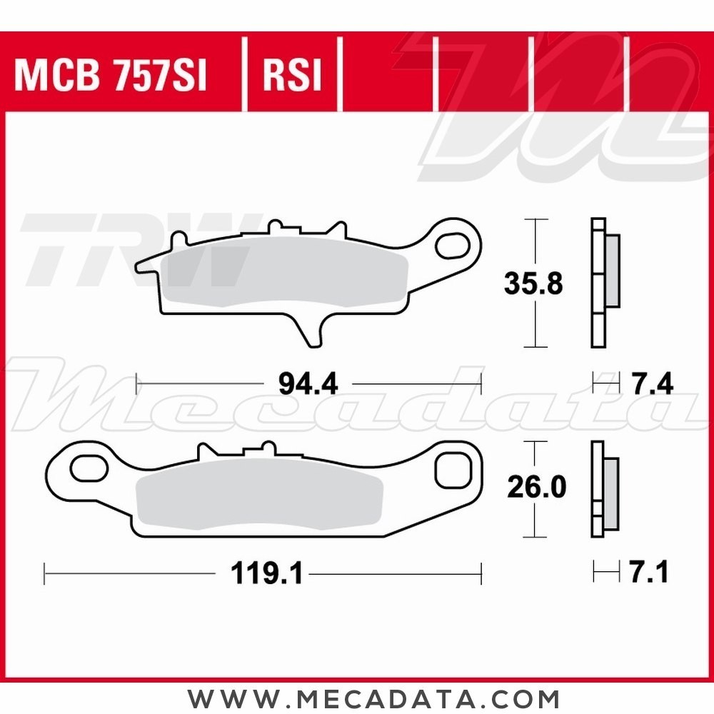 Plaquettes de frein Avant Gauche ~ Suzuki 700 Quadrunner 2004+ ~ TRW Lucas MCB 757 SI 
