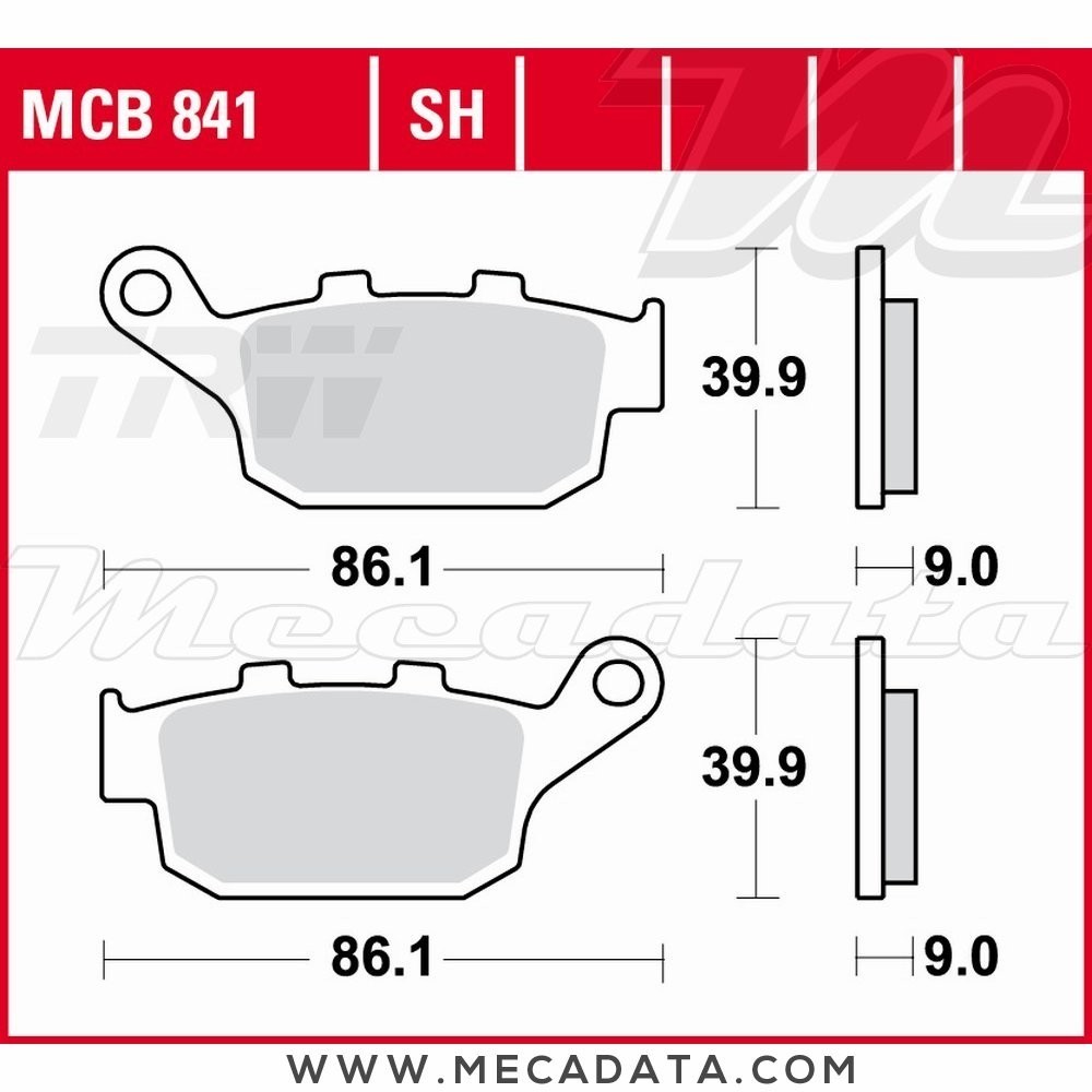 Plaquettes de frein Arrière ~ Suzuki SFV 650 Gladius ABS WVCX 2009+ ~ TRW Lucas MCB 841 