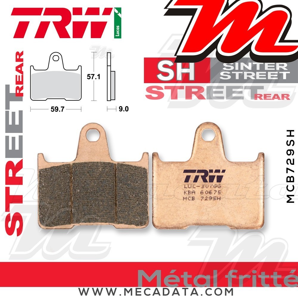 Plaquettes de frein Arrière ~ Suzuki GSF 650 S Bandit WVB5 2005-2006 ~ TRW Lucas MCB 729 SH