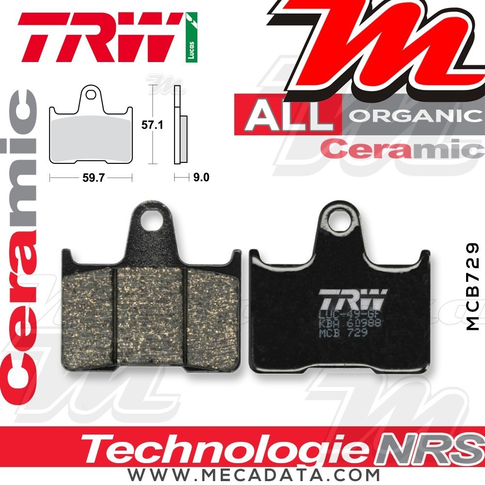 Plaquettes de frein Arrière ~ Suzuki GSF 650 S Bandit WVB5 2005-2006 ~ TRW Lucas MCB 729