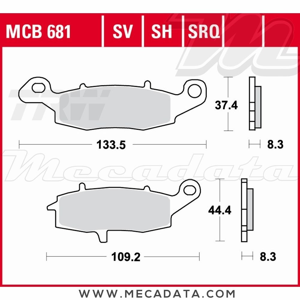 Plaquettes de frein Avant Droite ~ Suzuki GSF 650 A Bandit ABS WVB5 2005-2006 ~ TRW Lucas MCB 681 TRQ 