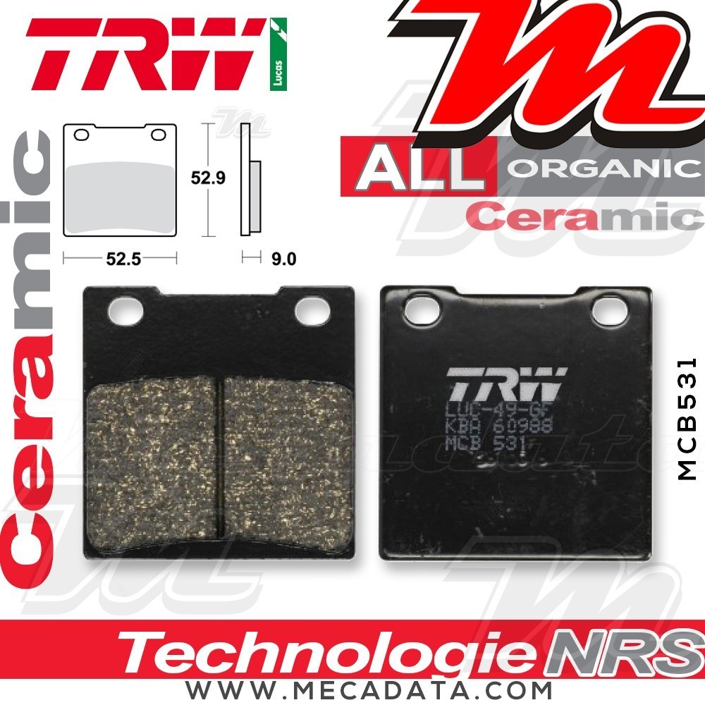 Plaquettes de frein Arrière ~ Suzuki RF 600 R, RU GN76B 1993-1996 ~ TRW Lucas MCB 531