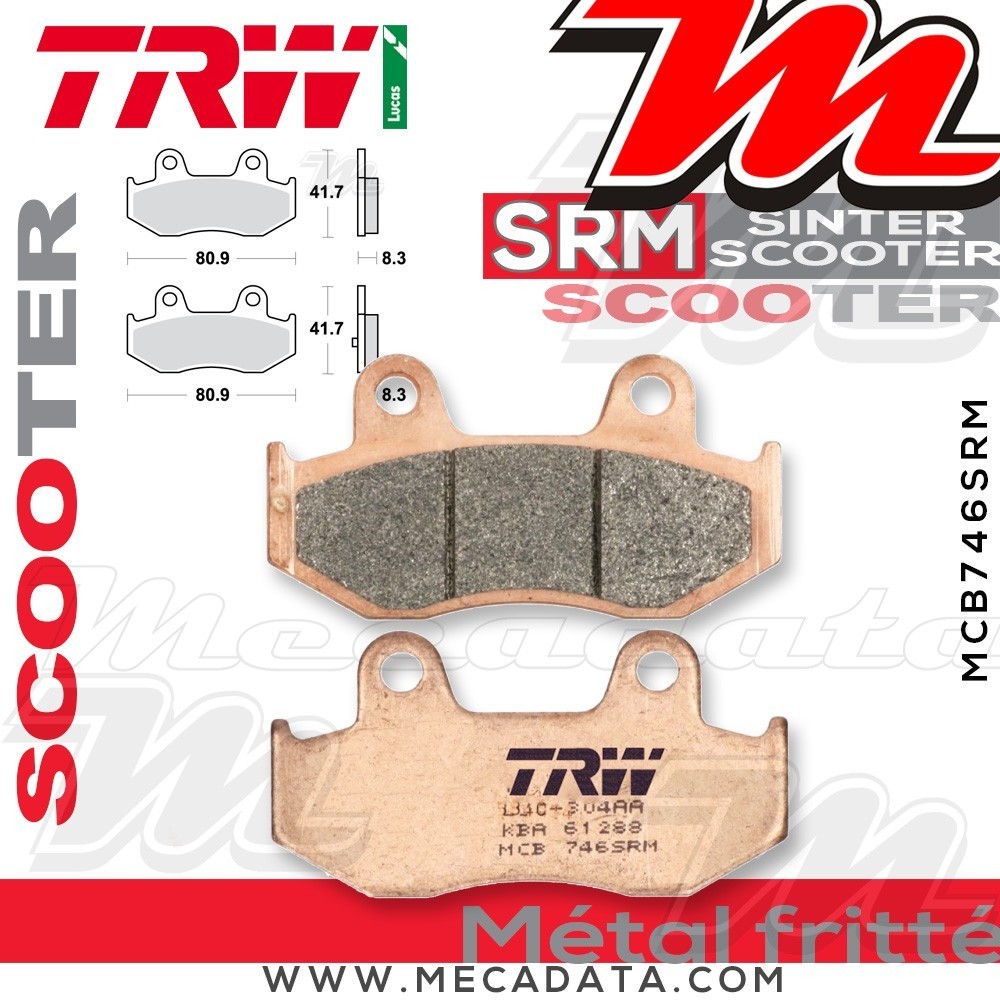 Plaquettes de frein Arrière ~ Suzuki AN 400 Burgman BW 2003-2006 ~ TRW Lucas MCB 746 SRM