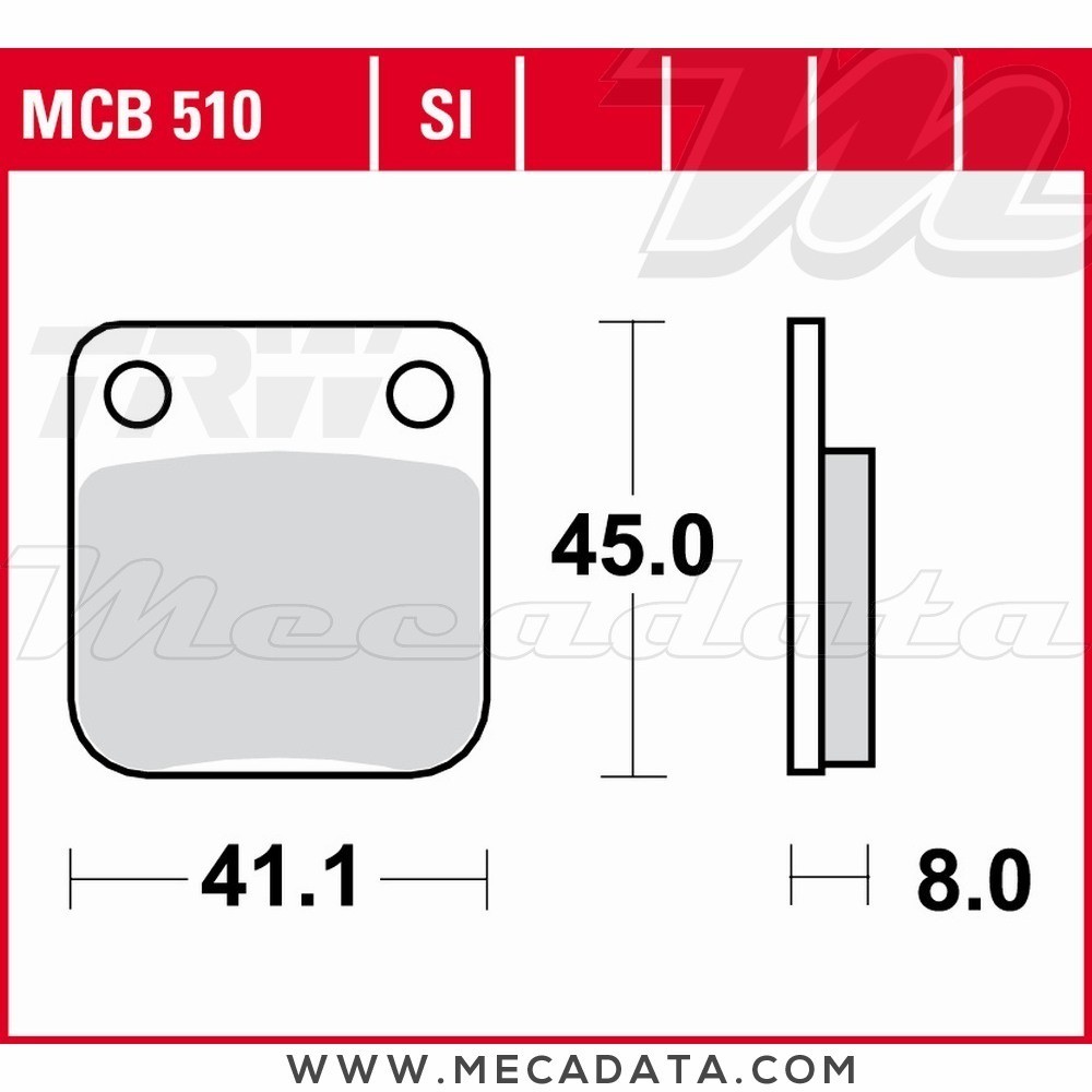 Plaquettes de frein Avant ~ Suzuki DF 200 E TROJAN AGI 1996-2012 ~ TRW Lucas MCB 510 SI 