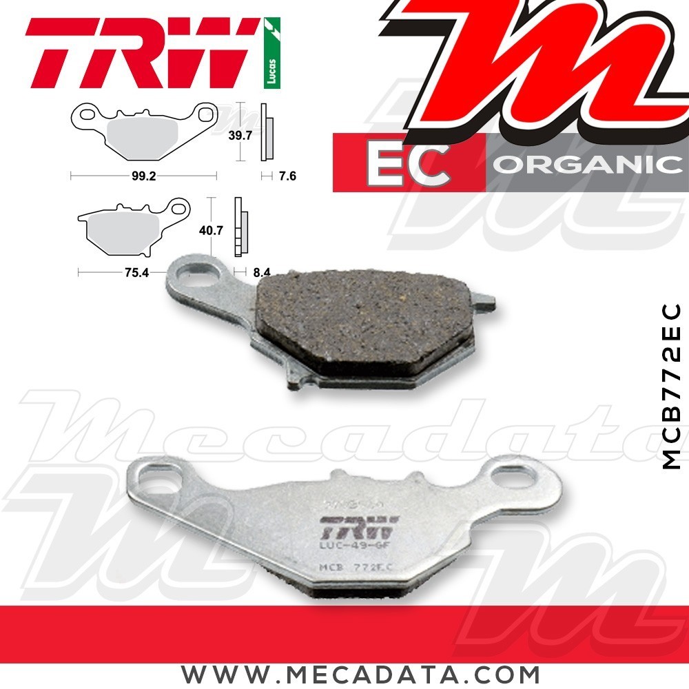 Plaquettes de frein Arrière ~ Suzuki RM 85 2005+ ~ TRW Lucas MCB 772 EC