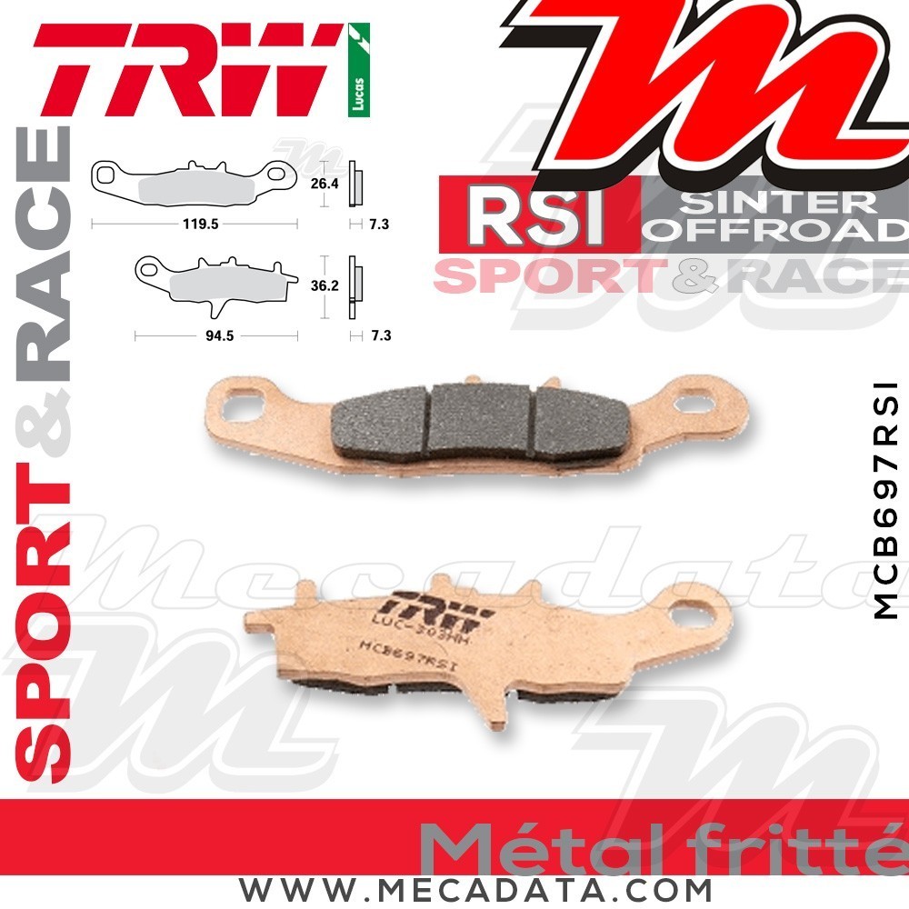 Plaquettes de frein Avant ~ Suzuki RM 85 2005+ ~ TRW Lucas MCB 697 RSI
