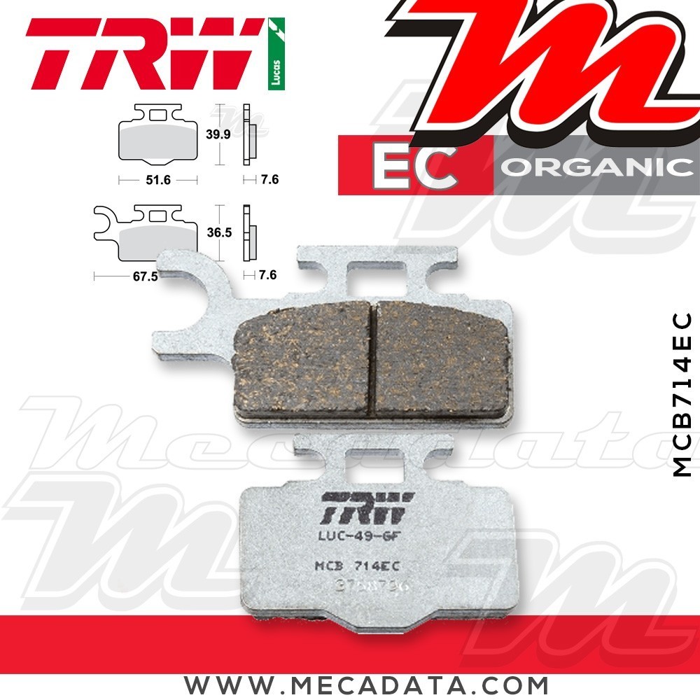 Plaquettes de frein Avant ~ Suzuki RM 65 2003+ ~ TRW Lucas MCB 714 EC