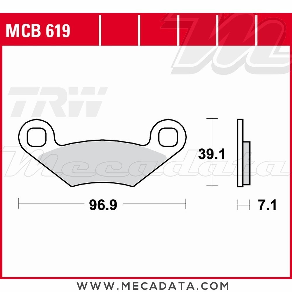 Plaquettes de frein Arrière ~ Polaris 800 Ranger RZR, S EFI 2008+ ~ TRW Lucas MCB 619 