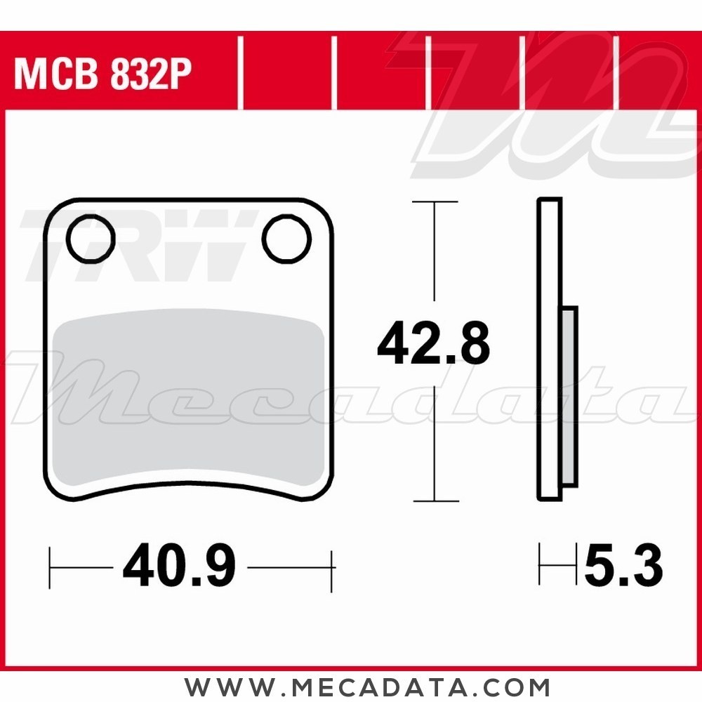 Plaquettes de frein de stationnement ~ Piaggio 400 MP3 LT, LT i.e. M64 2009-2012 ~ TRW Lucas MCB 832 P 