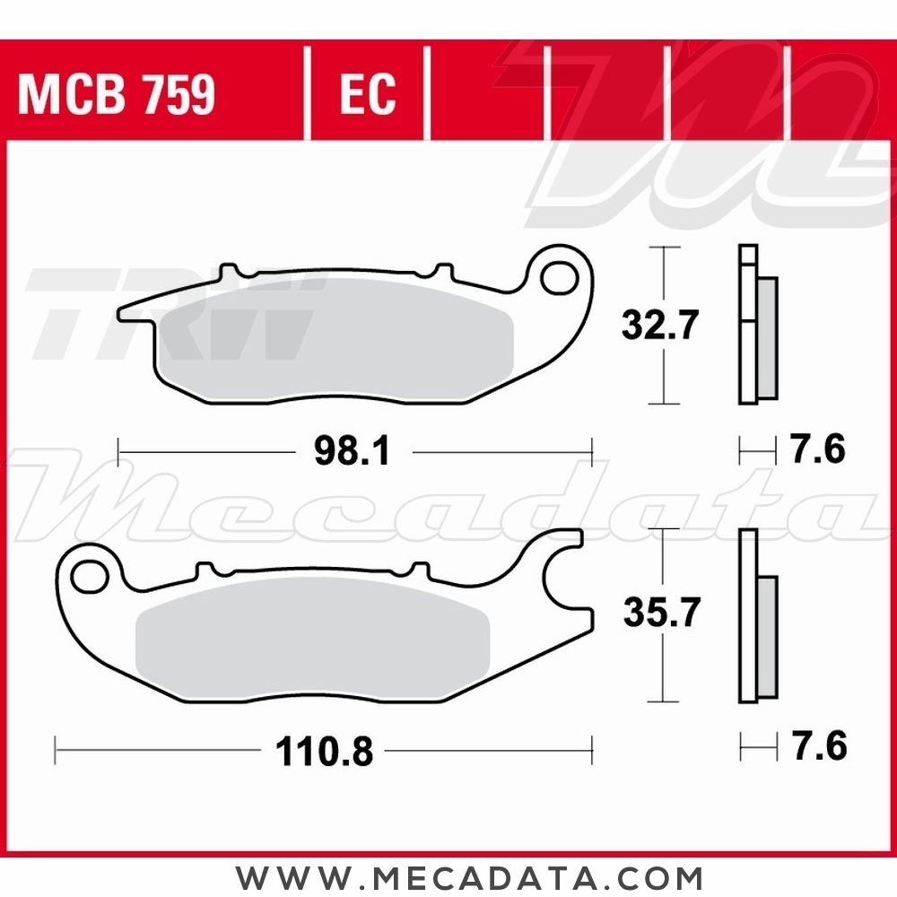 Plaquettes de frein Avant ~ Piaggio 125 New Liberty 2016+ ~ TRW Lucas MCB 759 