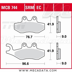 Plaquettes de frein Avant Gauche ~ Piaggio X8 400 Evolution i.e. M52 2006-2008 ~ TRW Lucas MCB 744 SRM
