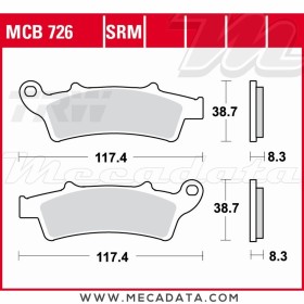 Plaquettes de frein Avant ~ Piaggio 350 Beverly Sport Touring i.e. ABS 2012+ ~ TRW Lucas MCB 726 SRM