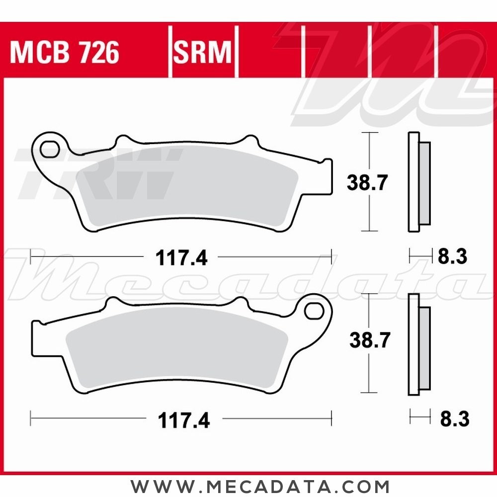 Plaquettes de frein Avant ~ Piaggio 350 Beverly Sport Touring i.e. ABS 2012+ ~ TRW Lucas MCB 726 SRM 