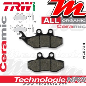 Plaquettes de frein Avant ~ Piaggio 180 Beverly GT M28 2002-2007 ~ TRW Lucas MCB 734