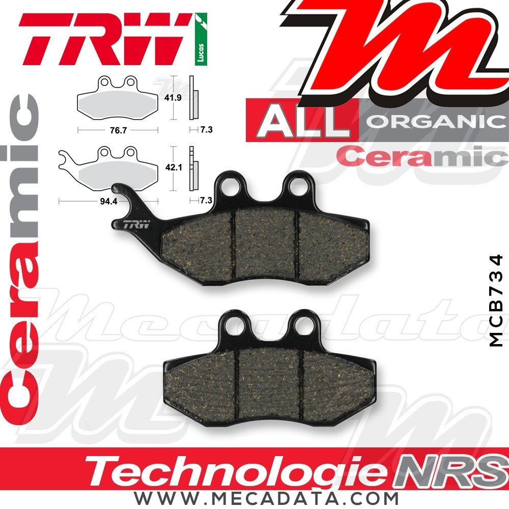 Plaquettes de frein Avant ~ Piaggio 180 Beverly GT M28 2002-2007 ~ TRW Lucas MCB 734