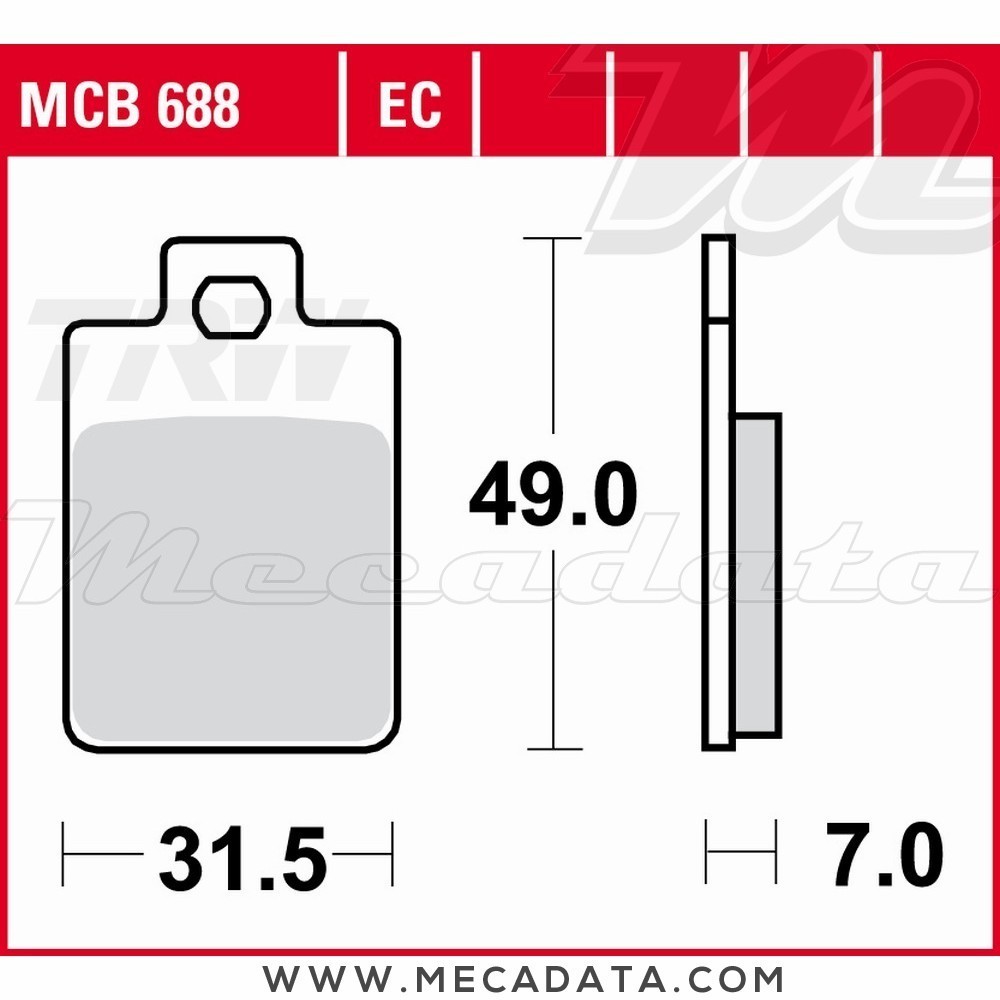 Plaquettes de frein Avant ~ Piaggio 150 Hexagon EX 1996-1997 ~ TRW Lucas MCB 688 