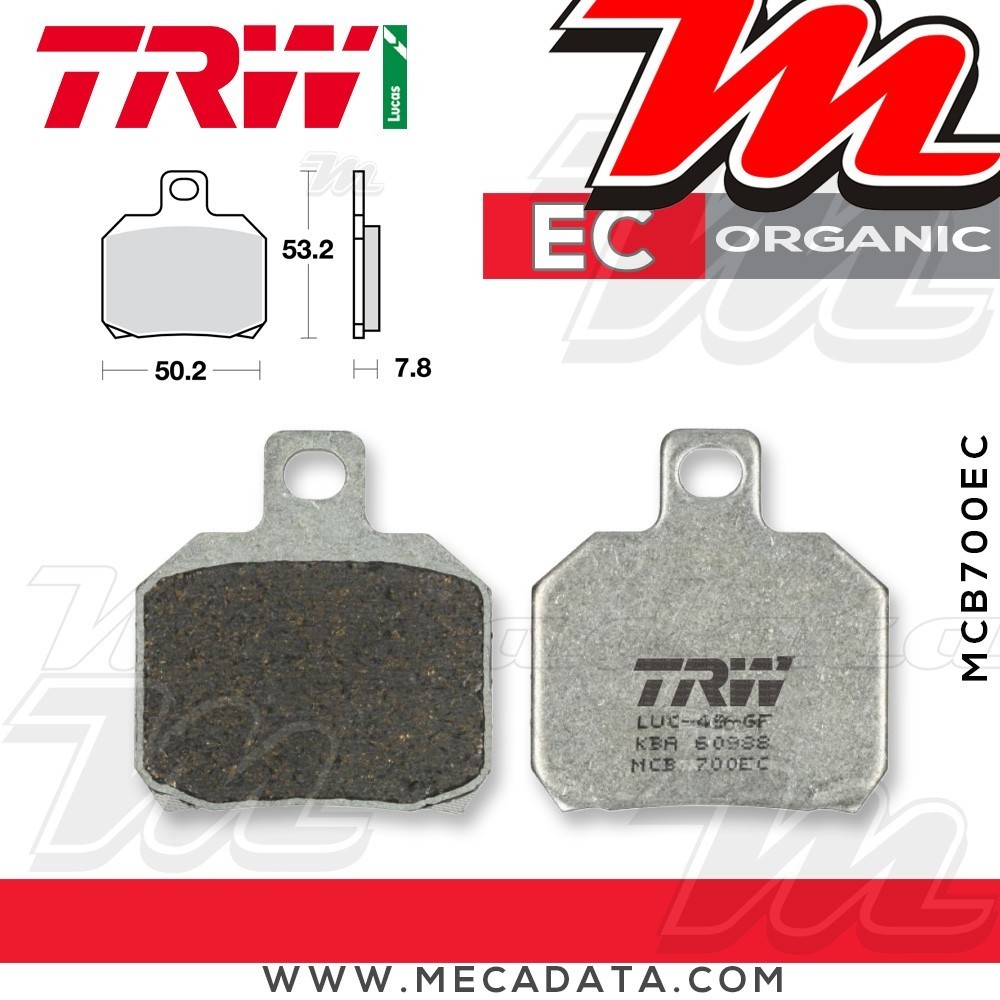Plaquettes de frein Arrière ~ Piaggio X8 125 4 T M36 2004-2006 ~ TRW Lucas MCB 700 EC