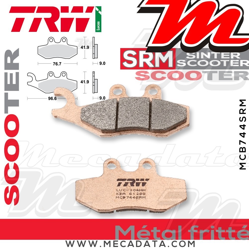 Plaquettes de frein Avant ~ Piaggio X8 125 4 T M36 2004-2006 ~ TRW Lucas MCB 744 SRM