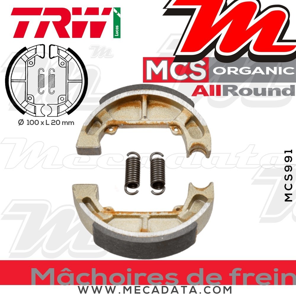 Mâchoires de frein Arrière ~ Piaggio TPH 125 Typhoon TEC 1993-1995 ~ TRW Lucas MCS 991