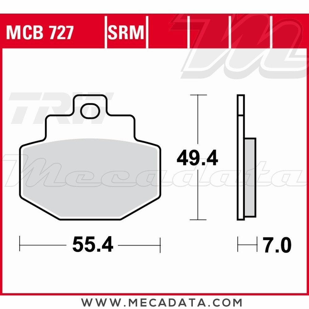 Plaquettes de frein Arrière ~ Piaggio GTX 125 Super Hexagon M20 2000-2003 ~ TRW Lucas MCB 727 SRM 