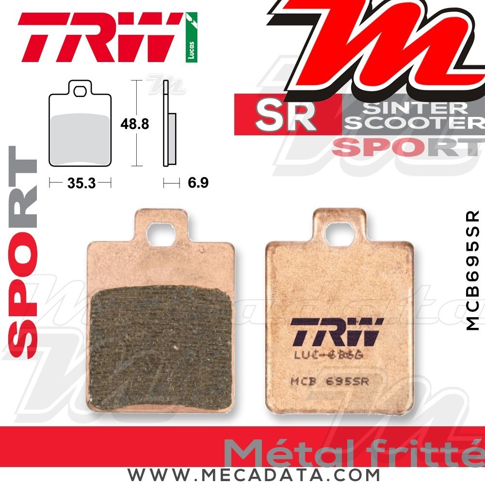 Plaquettes de frein Avant ~ Piaggio 100 Zip M53 2006+ ~ TRW Lucas MCB 695 SR