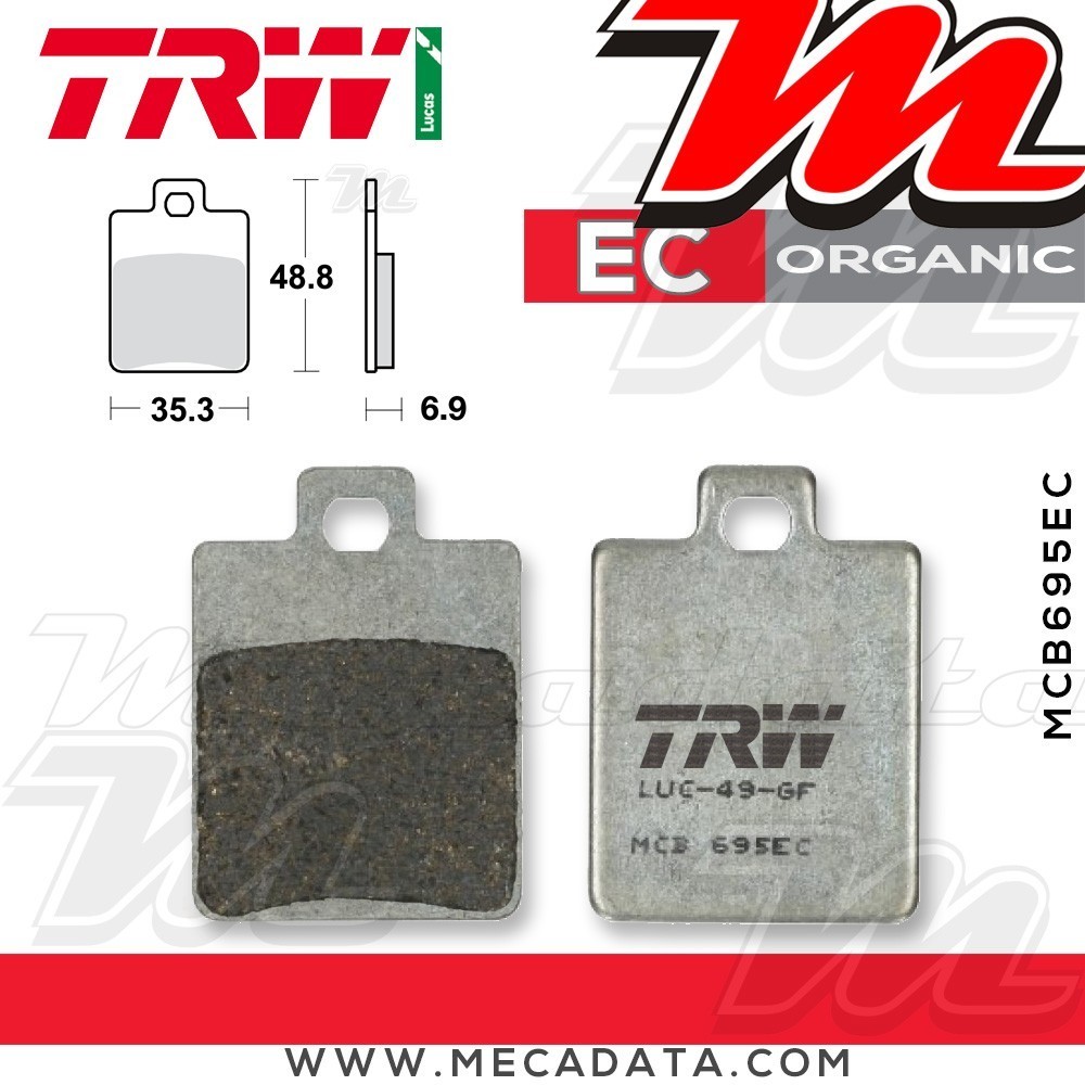 Plaquettes de frein Avant ~ Piaggio 100 Zip M53 2006+ ~ TRW Lucas MCB 695 EC