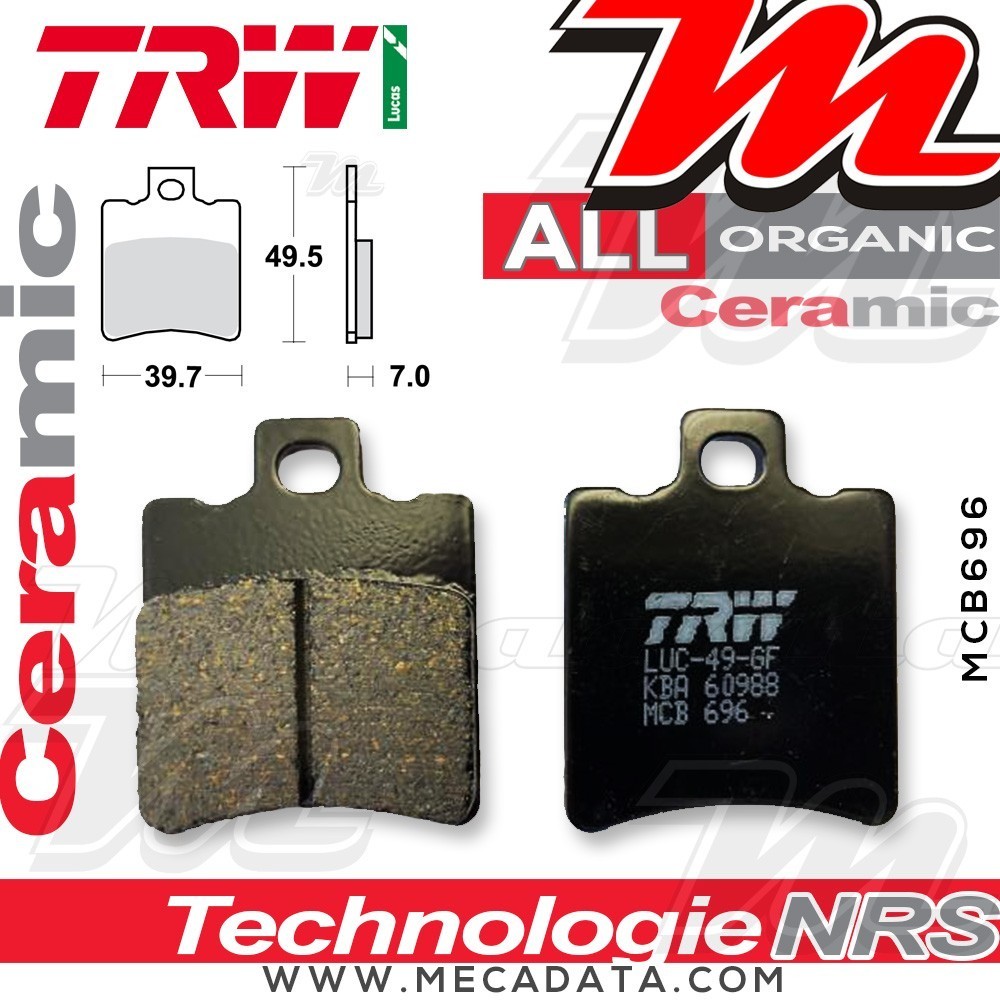 Plaquettes de frein Avant ~ Piaggio TPH 50 Thyhoon TEC 1993-1999 ~ TRW Lucas MCB 696 