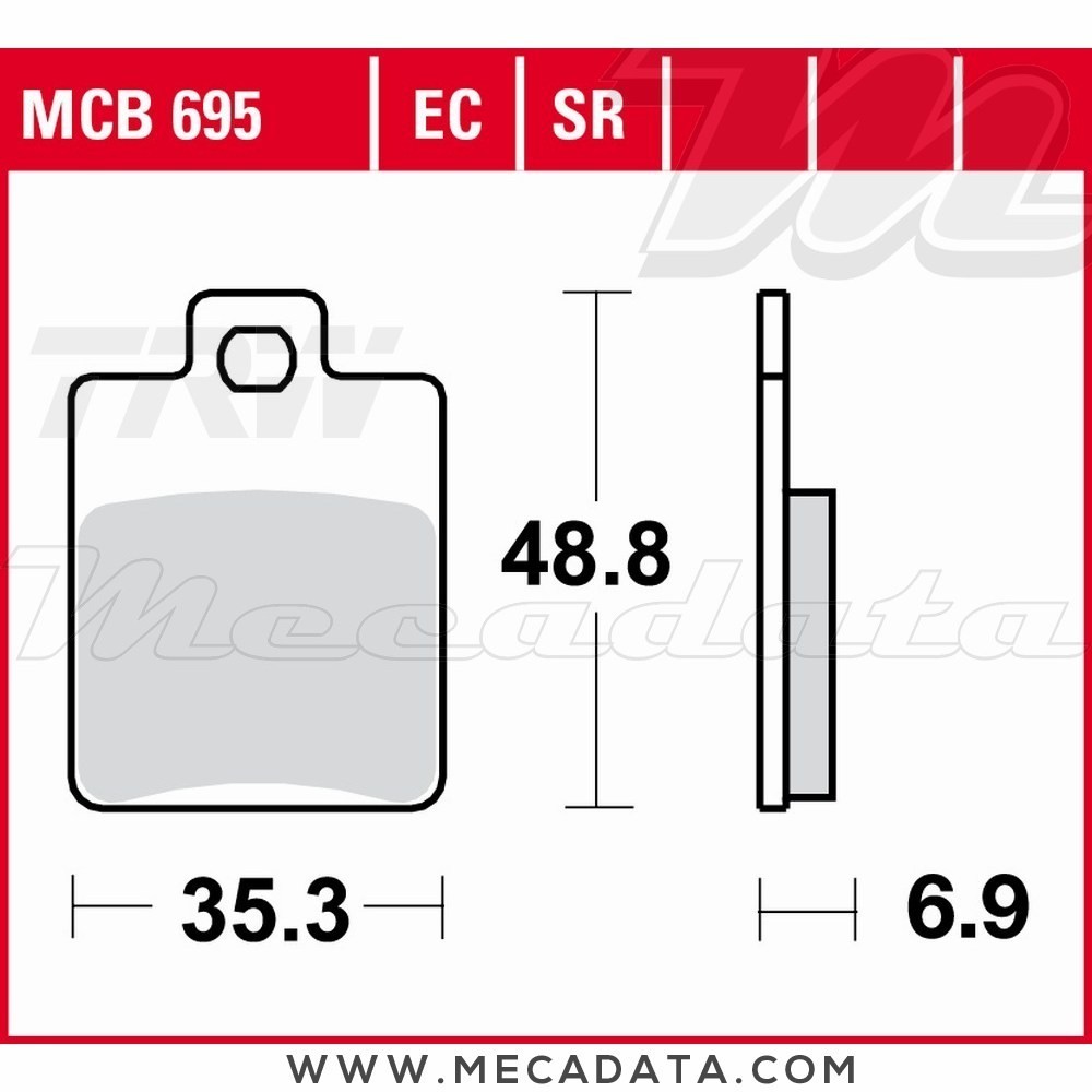 Plaquettes de frein Arrière ~ Piaggio NRG 50 Power DD, DT C45 2005+ ~ TRW Lucas MCB 695 SR 