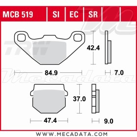 Plaquettes de frein Avant ~ Piaggio NRG 50 Power DD, DT C45 2005+ ~ TRW Lucas MCB 519