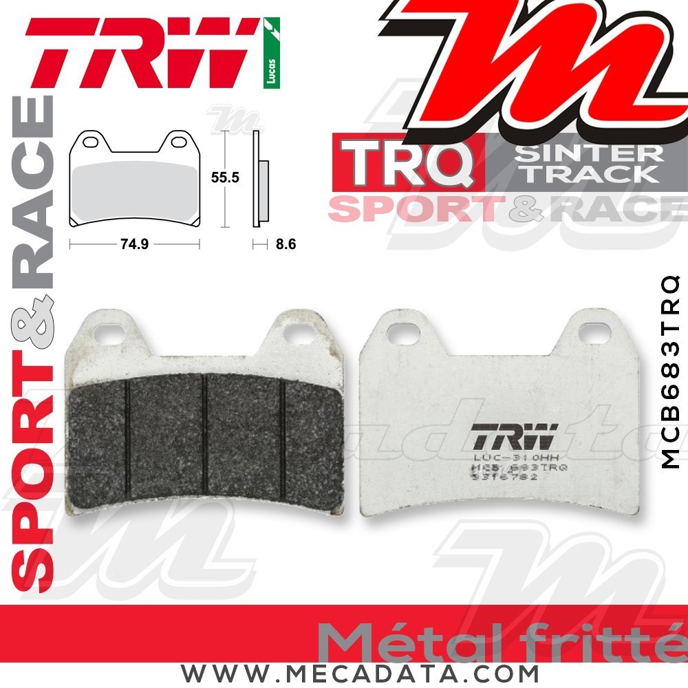 Plaquettes de frein Avant ~ MV Agusta 1090 Brutale R ABS 2012+ ~ TRW Lucas MCB 683 TRQ