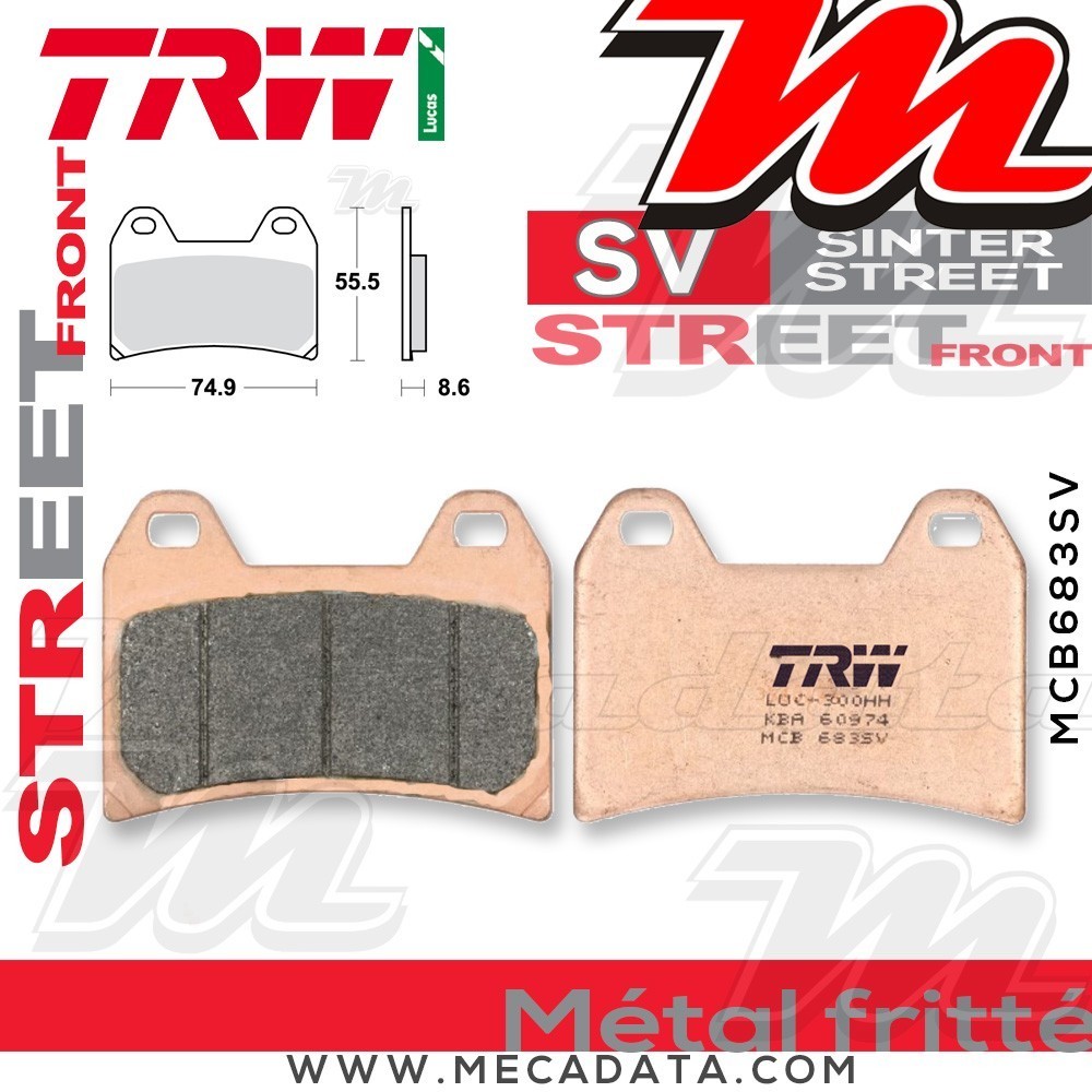 Plaquettes de frein Avant ~ MV Agusta 1090 Brutale R ABS 2012+ ~ TRW Lucas MCB 683 SV