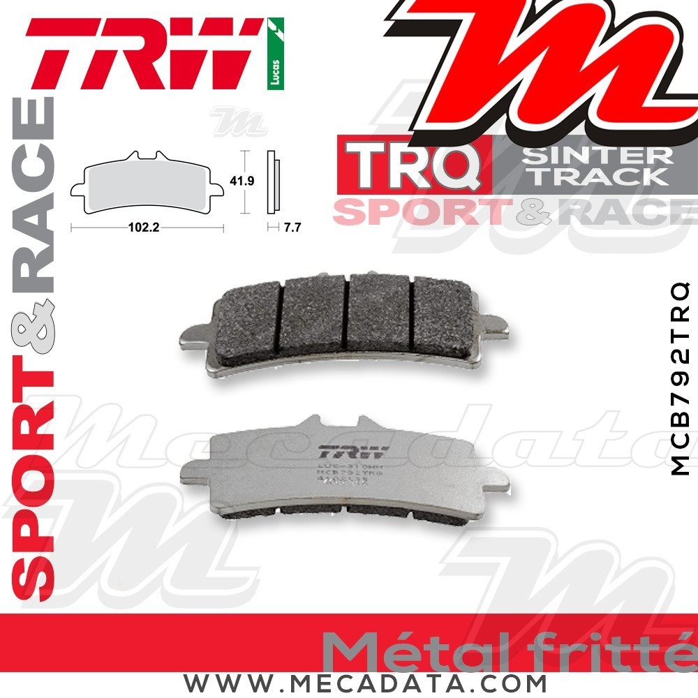 Plaquettes de frein Avant ~ MV Agusta F4 1000 R Corsa, RR Corsa 2012+ ~ TRW Lucas MCB 792 TRQ
