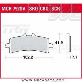 Plaquettes de frein Avant ~ MV Agusta F4 1000 R Corsa, RR Corsa 2012+ ~ TRW Lucas MCB 792 SV