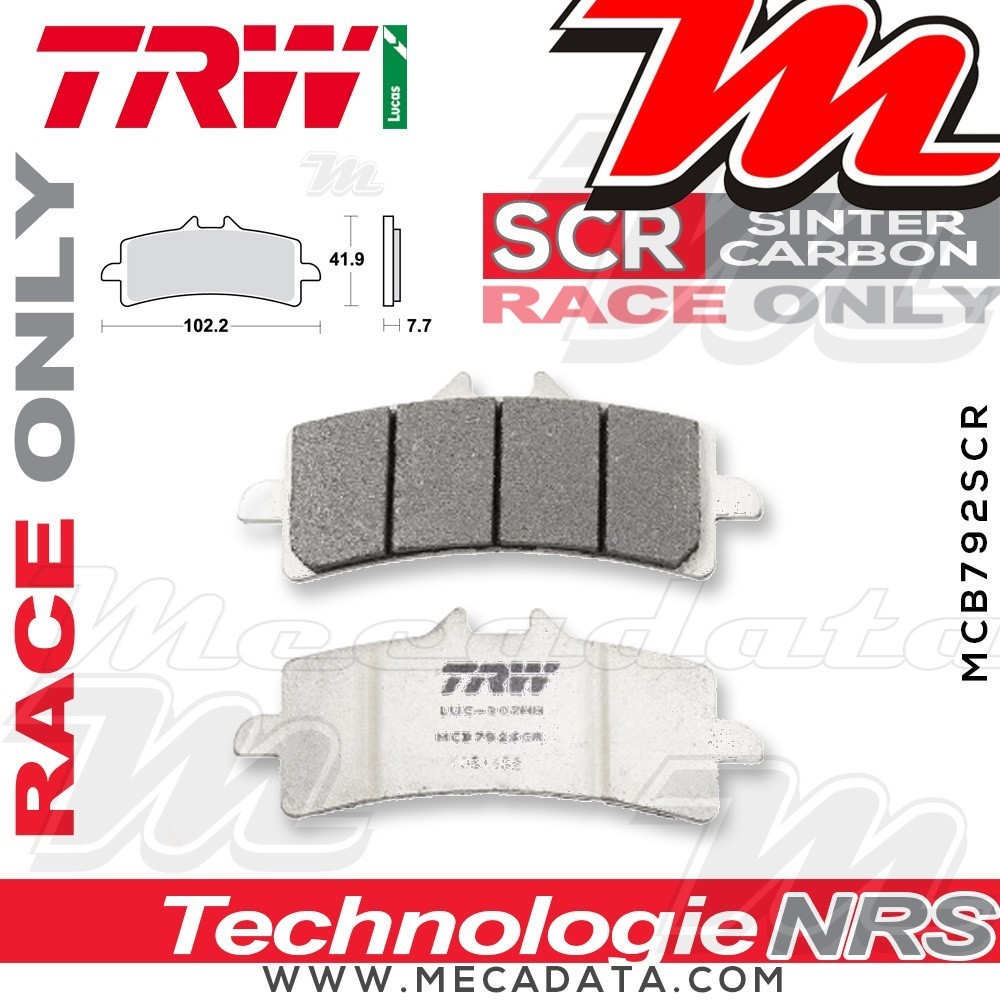 Plaquettes de frein Avant ~ MV Agusta F4 1000 R, RR ABS 2010+ ~ TRW Lucas MCB 792 SCR