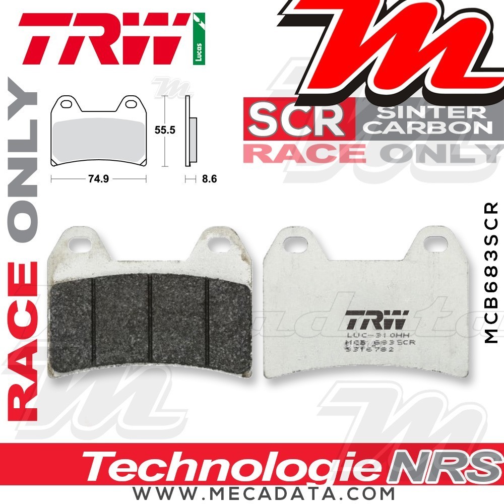 Plaquettes de frein Avant ~ MV Agusta 990 Brutale R 2010-2011 ~ TRW Lucas MCB 683 SCR
