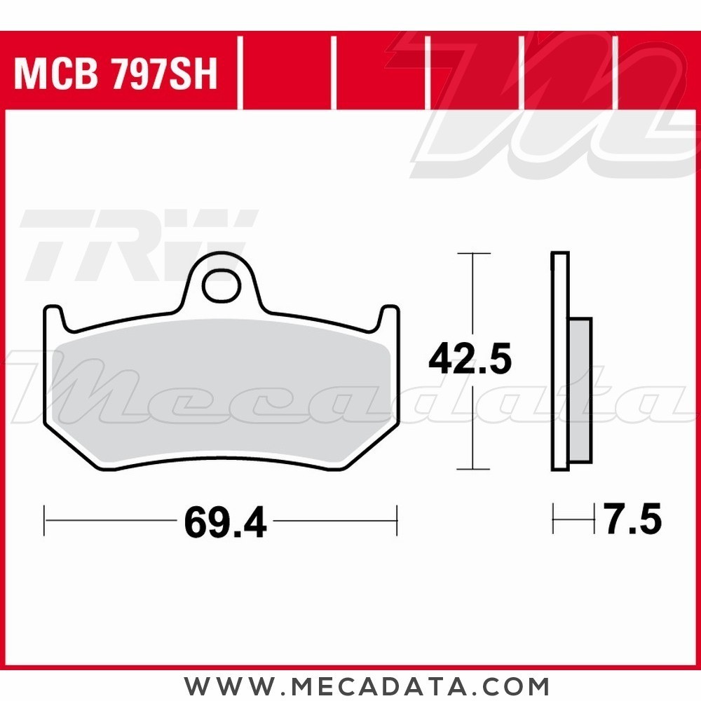 Plaquettes de frein Arrière ~ MV Agusta 910 Brutale R 2005-2007 ~ TRW Lucas MCB 797 SH 