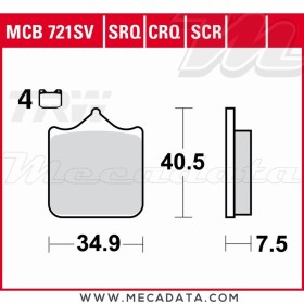 Plaquettes de frein Avant ~ MV Agusta 910 Brutale R 2005-2007 ~ TRW Lucas MCB 721 SV