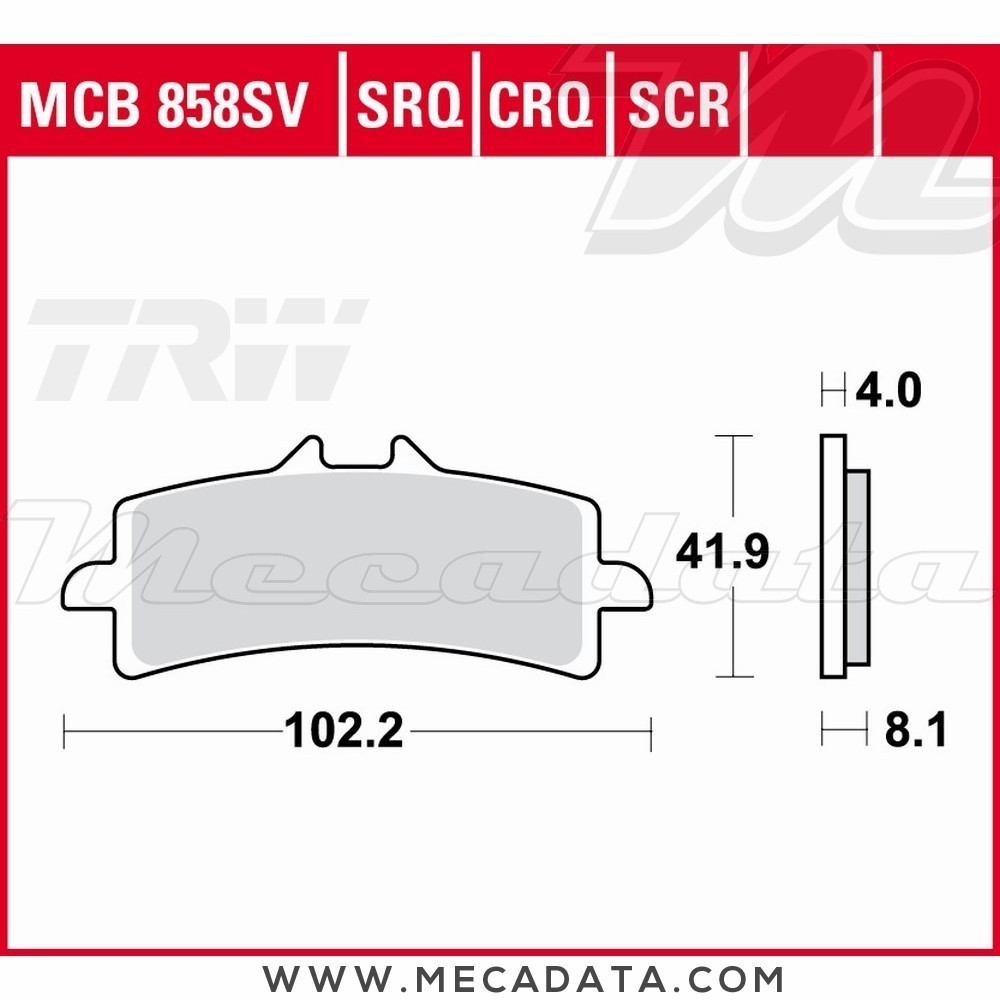 Plaquettes de frein Avant ~ MV Agusta F3 800 , ABS 2014+ ~ TRW Lucas MCB 858 CRQ 