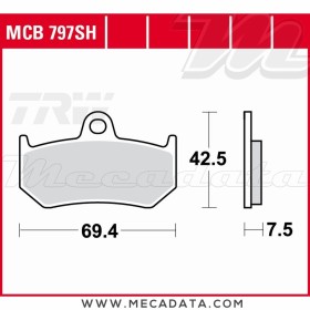 Plaquettes de frein Arrière ~ MV Agusta F3 800 , ABS 2014+ ~ TRW Lucas MCB 797 SH